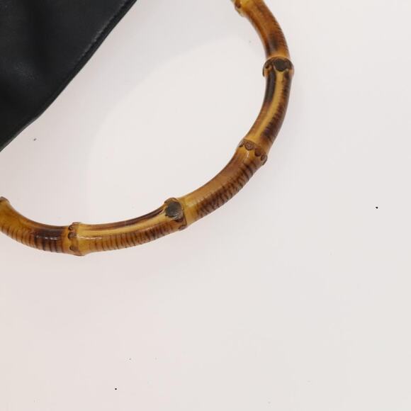 GUCCI Bamboo Hand Bag Leather Black Gold 001 001 - Picture 7 of 16